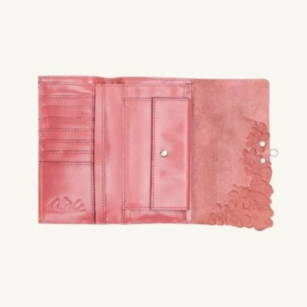 Patricia Nash Terresa Leather Wallet Hand Cut Tooled Pink